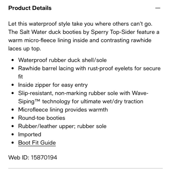 Sperry Saltwater Waterproof Shimmer Dove Duck Booties Rain Snow Boots New in Box - Picture 16 of 17